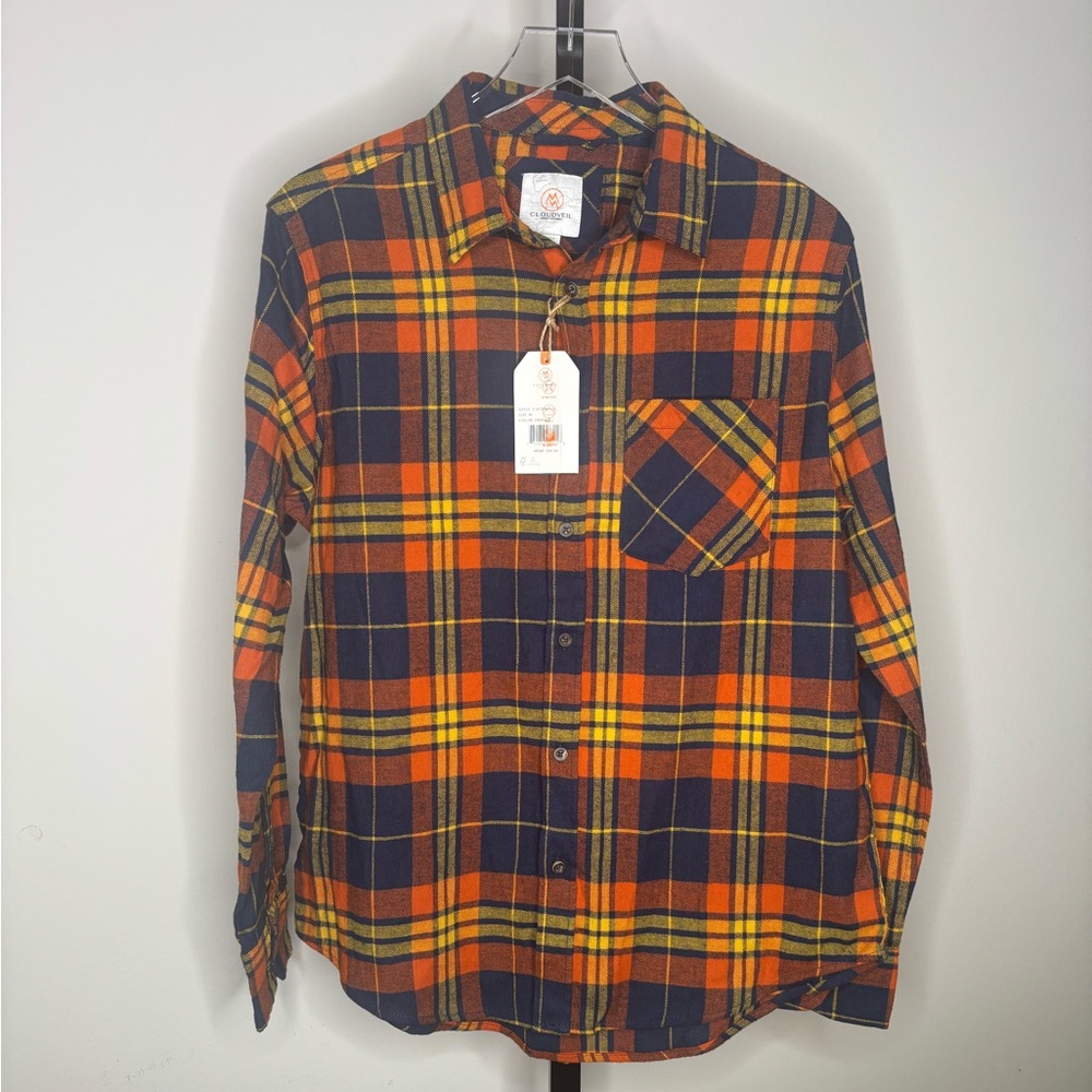Cloud Veil‎ Men's Orange and Blue Flannel Shirt